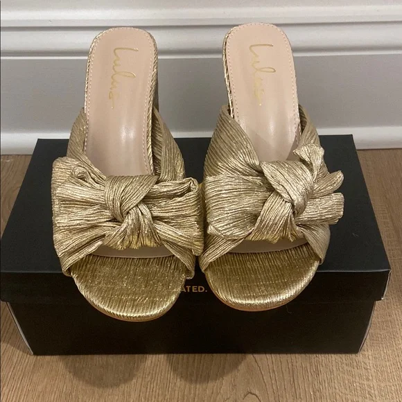 Lulu’s Dorothea Gold Knotted High Heel Sandals - Picture 2 of 6